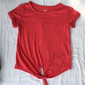 So Hot Coral Pink Knotted Tee